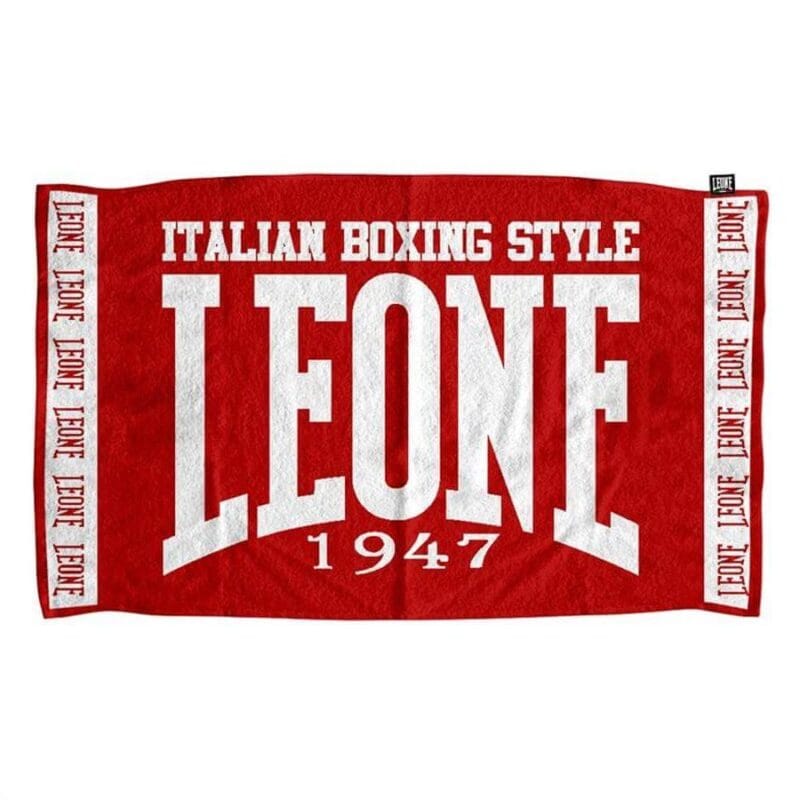 asciugamano da ring leone 1947 rosso in spugna con logo brand centrale per allenamenti e match