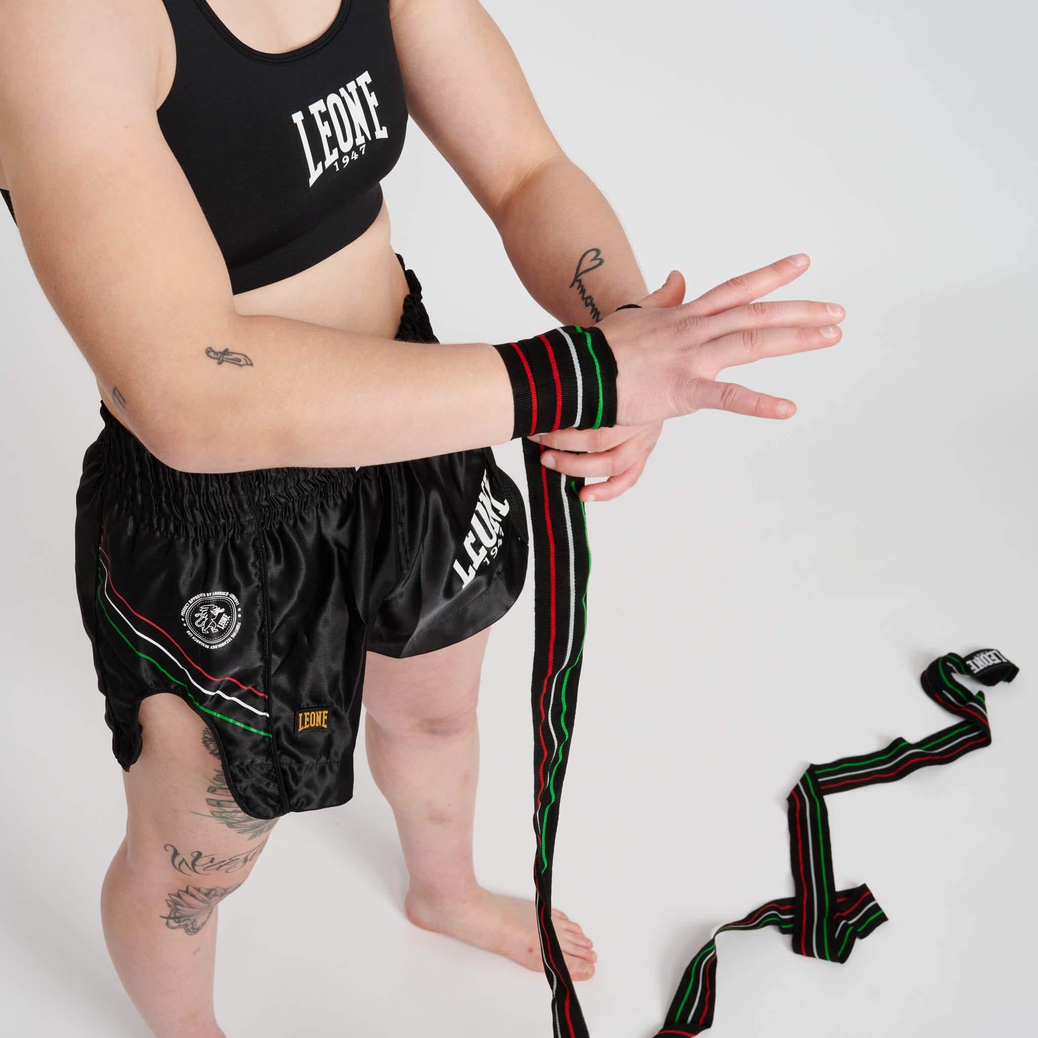 Fasce/Bendaggi 3,5m Flag Leone1947 per allenamenti di Boxe, Kickboxing, Muay Thai ed MMA