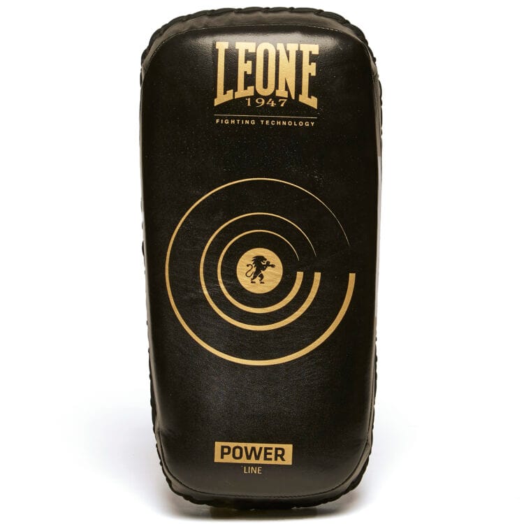 Pao Curvi Power Line Leone 1947 Colpitori in Pelle Nero Oro con chiusura a velcro per Pugilato, Thaiboxe, K1 ,Mixed martial arts