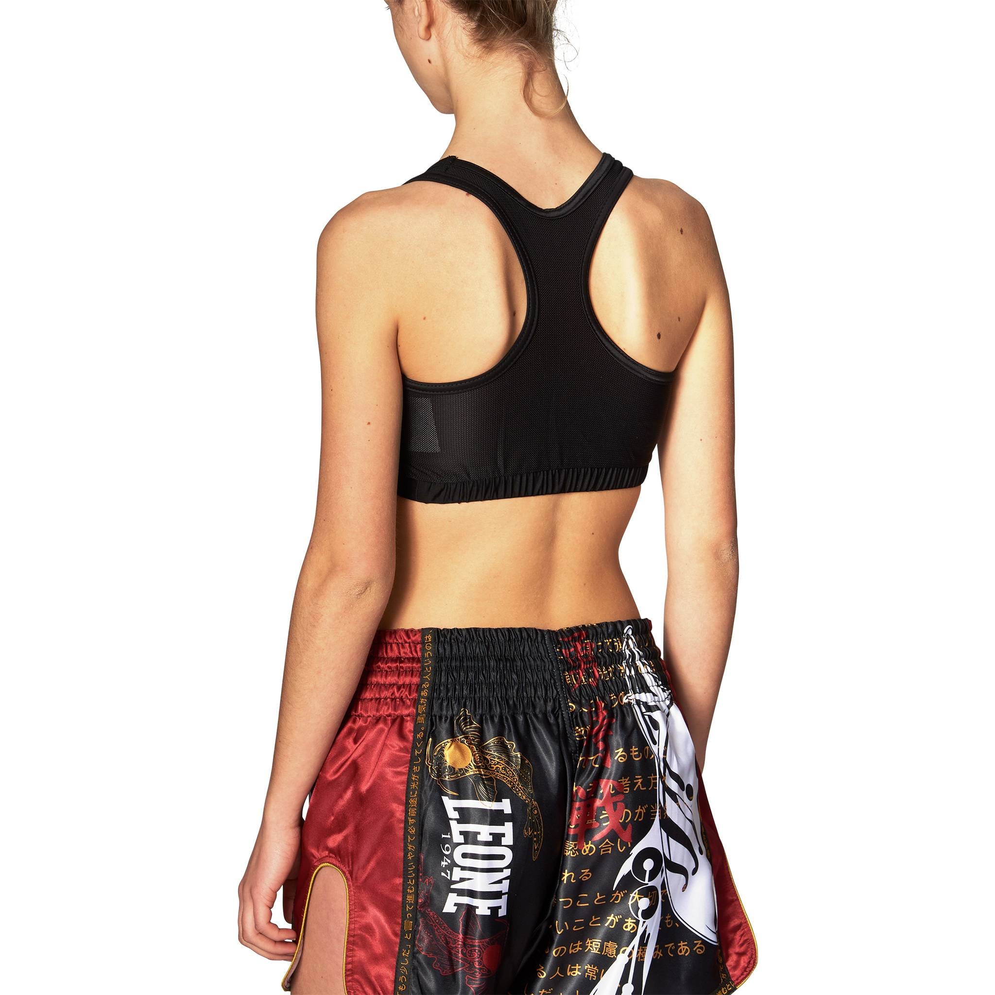 Paraseno Leone 1947 Protezione elasticizzata per Donna in PU Nero per praticanti di Pugilato , Kickboxing, Mma, Thaiboxe