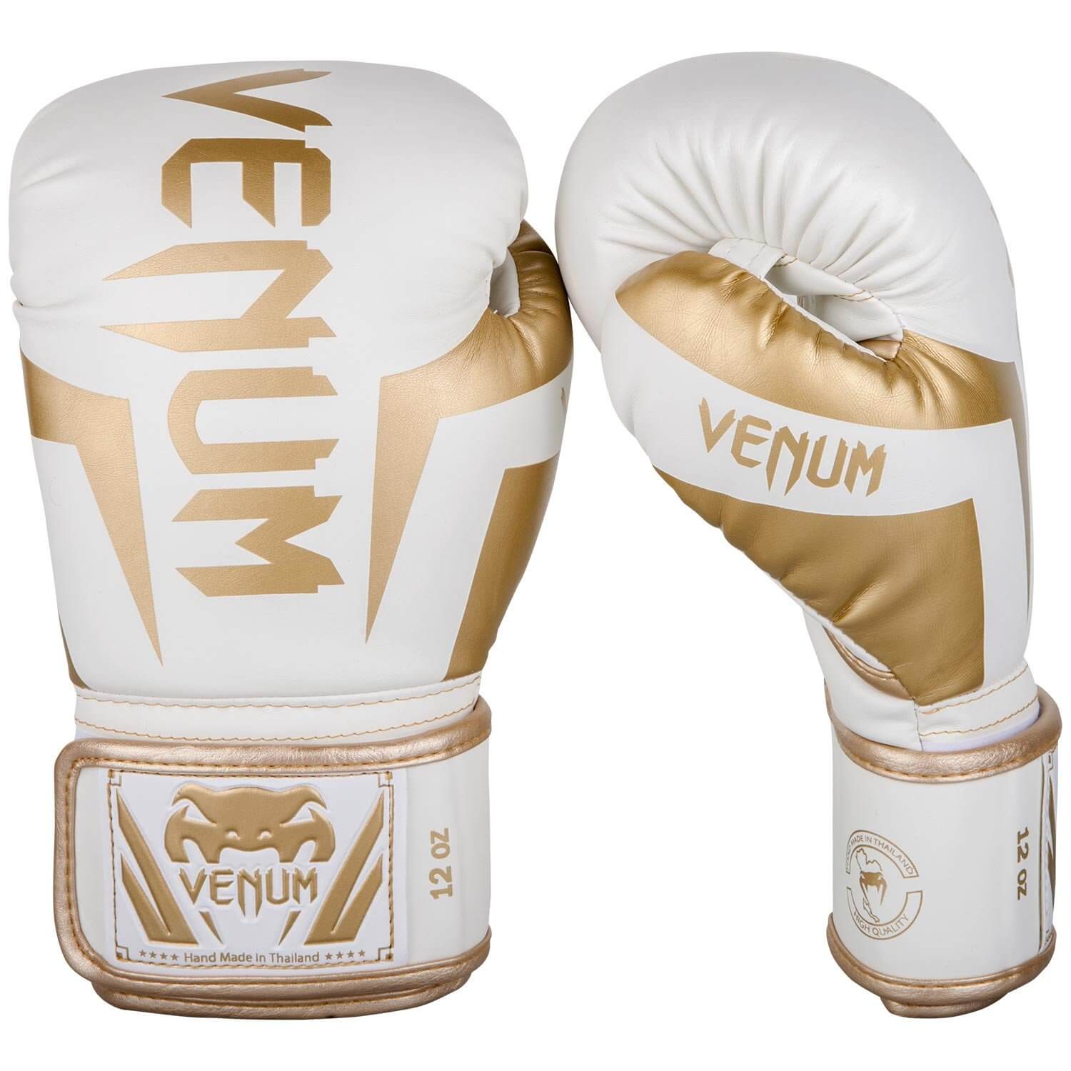 Guantoni Venum Elite Bianco/Oro per Muay Thai, Boxe e Kickboxing