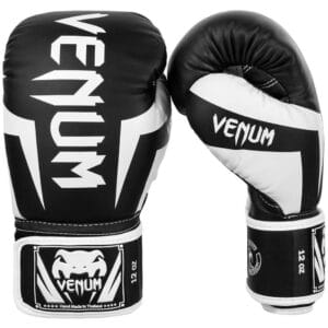 Guantoni Venum Elite Nero/Bianco per Muay Thai, Boxe e Kickboxing