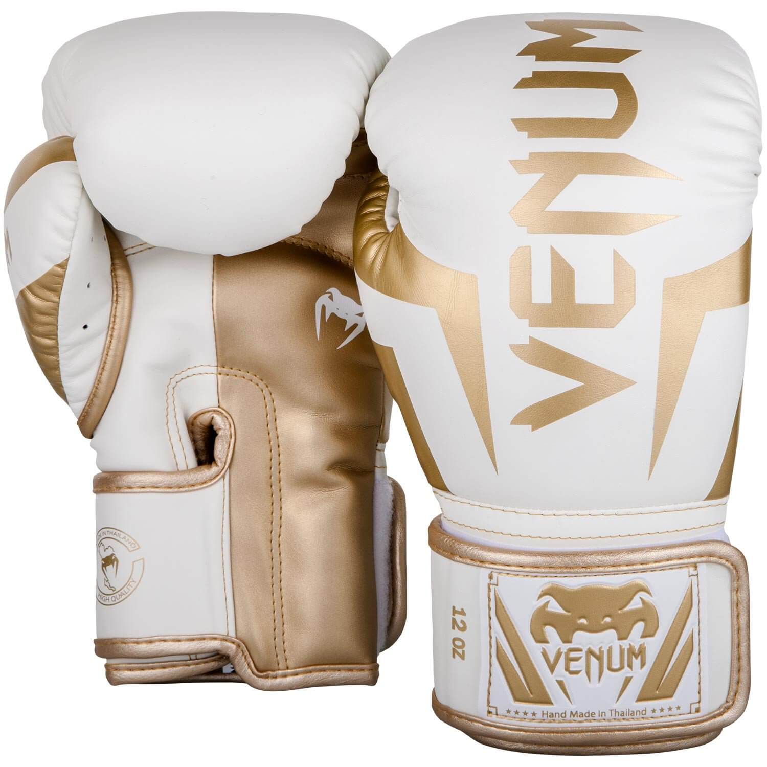 Guantoni Venum Elite Bianco/Oro per Muay Thai, Pugilato e Kickboxing