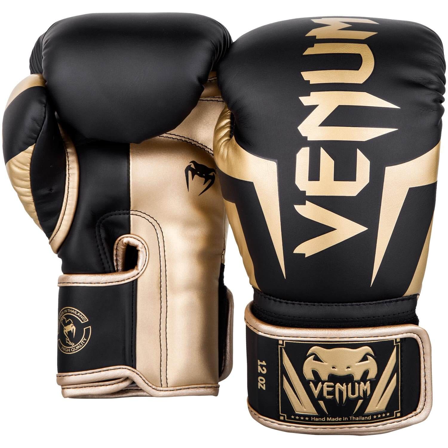 Guantoni Venum Elite Nero/Oro per Muay Thai, Boxe e Kickboxing