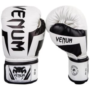 Guantoni Venum Elite Bianco/Nero per Muay Thai, Boxe e Kickboxing