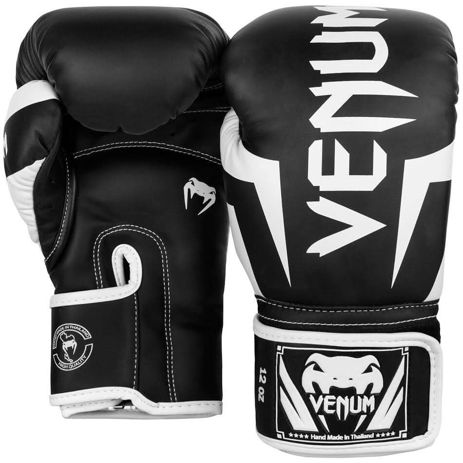 Guantoni Venum Elite Nero/Bianco per Muay Thai, Boxe e Kickboxing