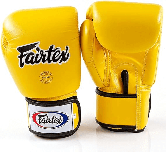 Guantoni Fairtex BGV1 giallo per Muay Thai, Kickboxing e Boxe.