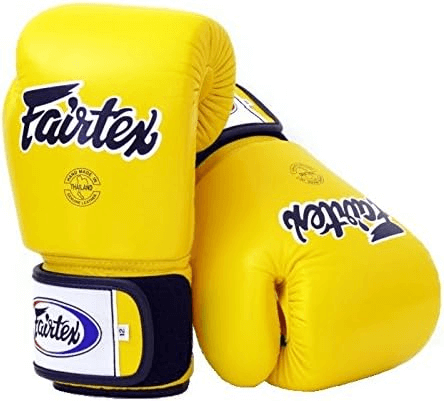 Guantoni Fairtex BGV1 giallo per Muay Thai, Kickboxing e Boxe.