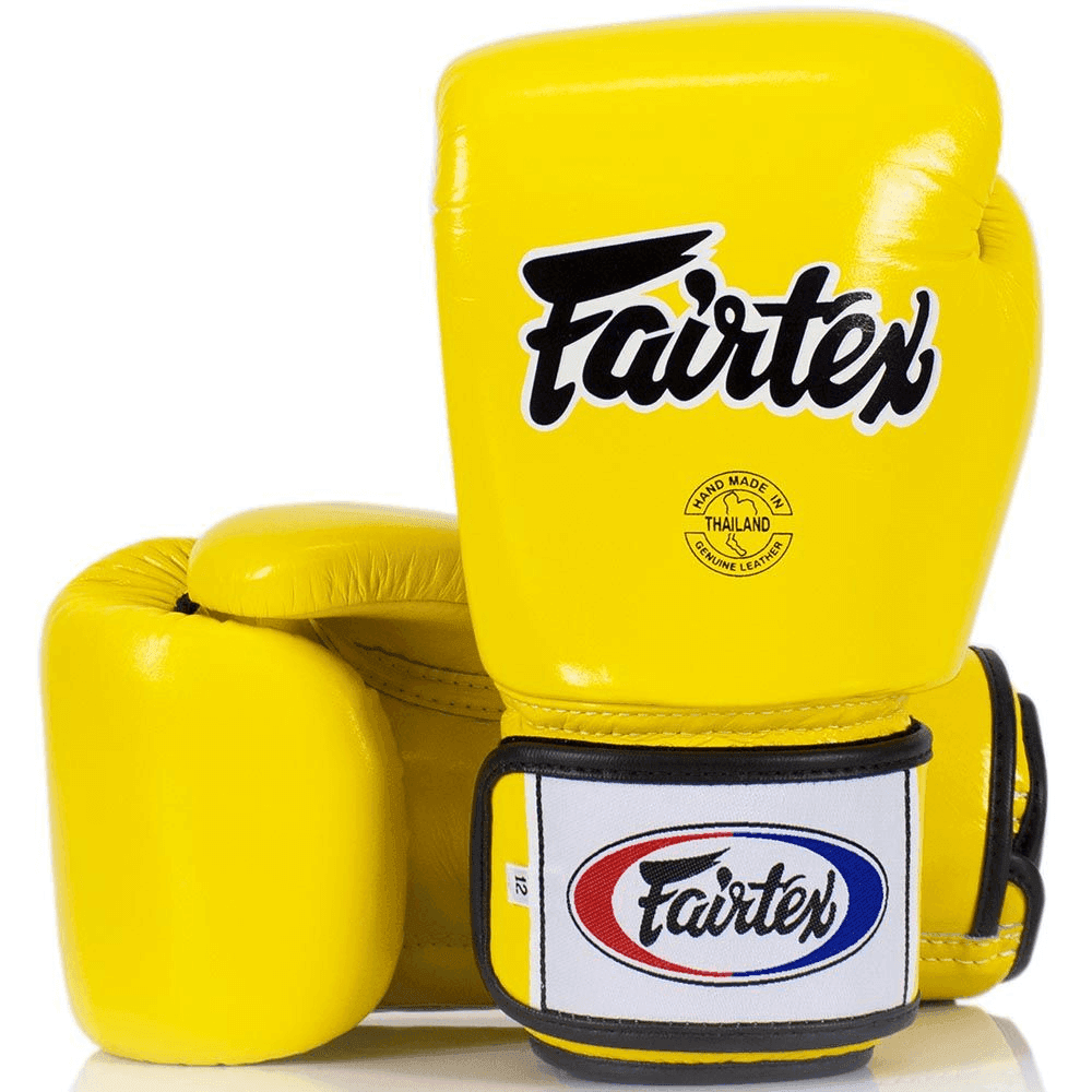 Guantoni Fairtex BGV1 giallo per Muay Thai, Kickboxing e Boxe.