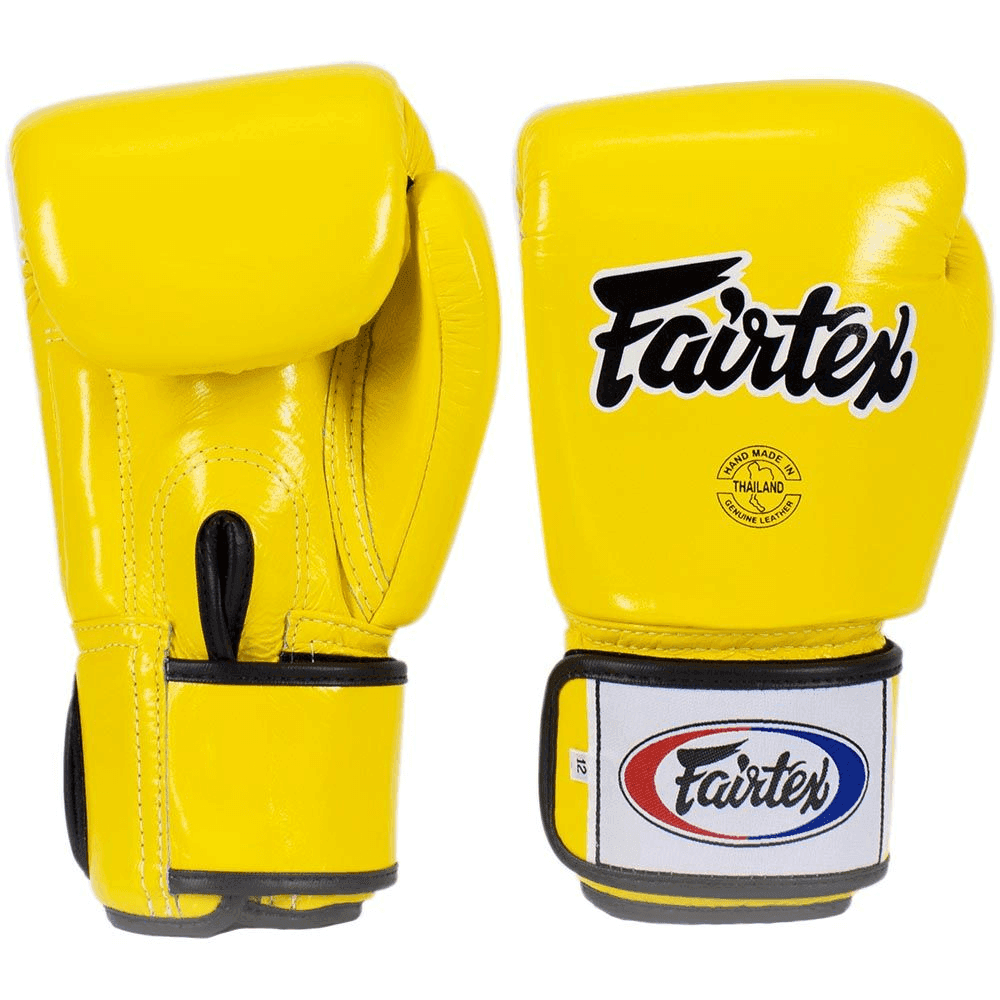 Guantoni Fairtex BGV1 giallo per Muay Thai, Kickboxing e Boxe.