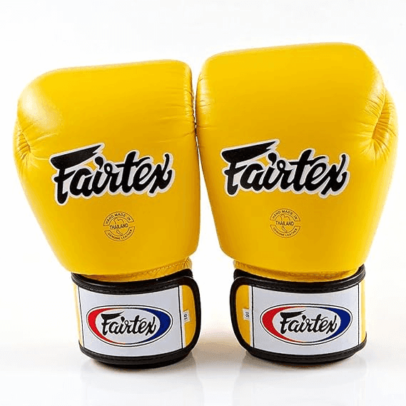 Guantoni Fairtex BGV1 giallo per Muay Thai, Kickboxing e Boxe.