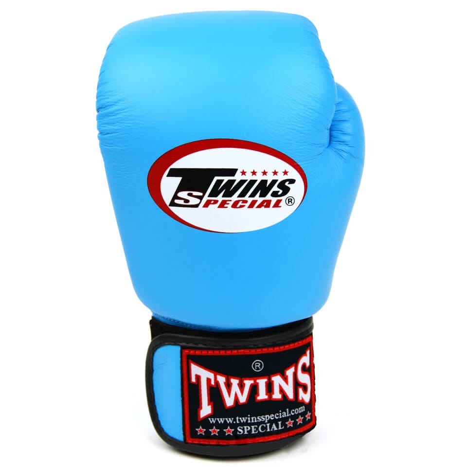 Guantoni Thaiboxe e Pugilato Twins Special azzurro vera pelle per Muay Thai, Pugilato,, Kickboxing, con chiusura con velcro