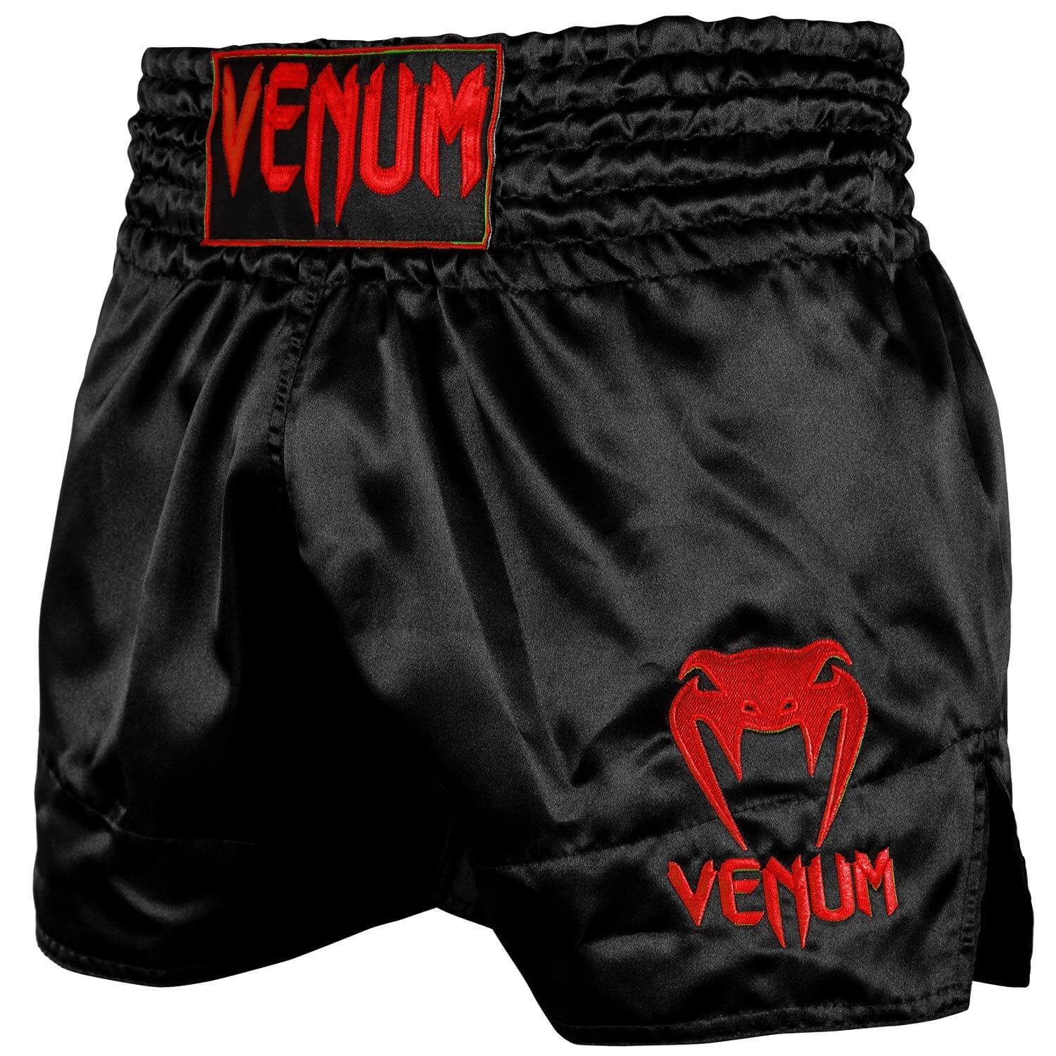 Pantaloncini Muay Thai Classic Venum Nero/Rosso per Thaiboxe e Kickboxing