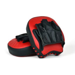 Colpitori Focus Mitt Fairtex, Semi Leather, Nero e Rosso, per allenamenti di Boxe, Muay Thai, Kickboxing, MMA, Pugilato, Sanda, retro