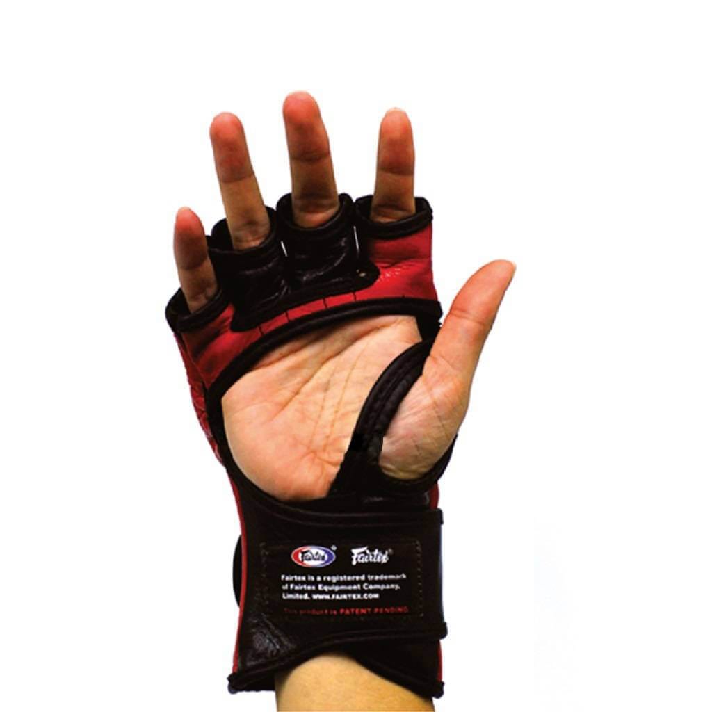 Guanti MMA Fairtex Ultimate 4 oz Rosso, vera pelle, interno, allenamenti/match MMA, Sambo, mixed martial arts, Cage Warriors