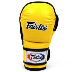 Guanti MMA Fairtex Sparring 7 oz giallo, in vera pelle, per, competizioni di Mixed Martial Arts e Sambo