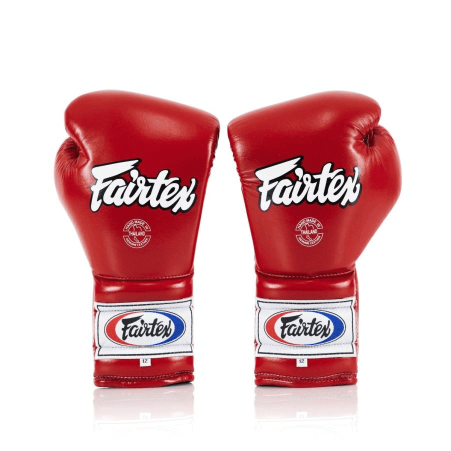 Guantoni Fairtex Mexican Style rosso chiusura a laccio, Boxe, Kickboxing, Muay Thai
