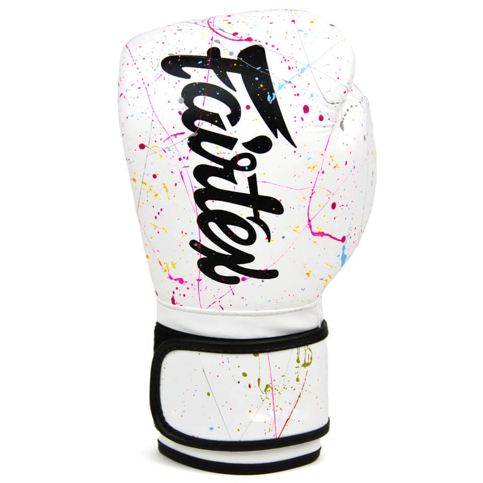 Guantoni Muay Thai Fairtex The Painter, semileather, dettaglio singolo, per allenamenti e match di Boxe, Kickboxing, Sanda, Pugilato, sport da combattimento