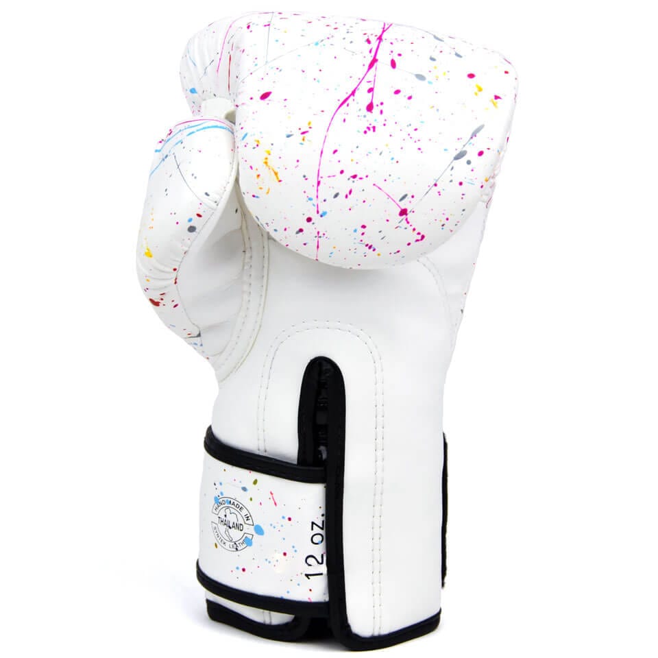 Guantoni Muay Thai Fairtex The Painter, semileather, dettagli palmo, per allenamenti e match di Boxe, Kickboxing, Sanda, Pugilato, sport da combattimento