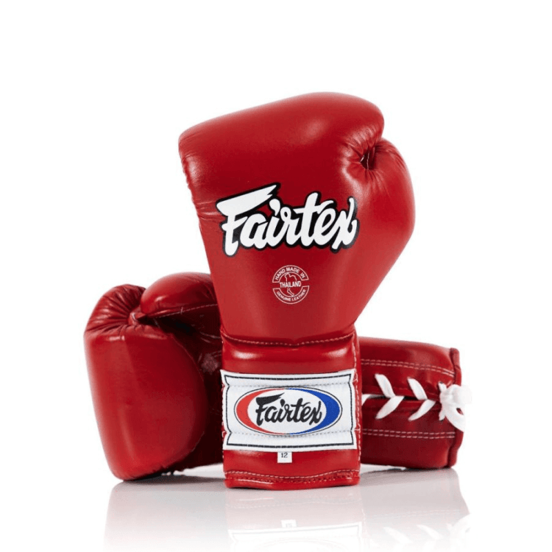 Guantoni Fairtex Mexican Style rosso BGL7 chiusura a laccio, Boxe, Kickboxing, Muay Thai