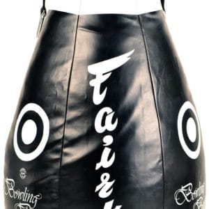 Sacco Fairtex Bowling Semi Leather Nero, per allenamenti di Muay Thai, Kickboxing, Boxe, Sanda, Pugilato, MMA, sport da combattimento, dettaglio