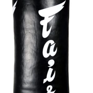 Sacco Fairtex Banana Bag Nero 180 cm, 40 kg, per allenamenti di Muay Thai, Kickboxing, Boxe, MMA, Pugilato, Thaiboxe, dettaglio scritta