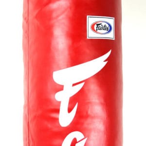 Sacco Fairtex Banana Bag Rosso 180 cm, 40 kg, per allenamenti di Muay Thai, Kickboxing, Boxe, MMA, Pugilato, Thaiboxe, dettaglio scritta
