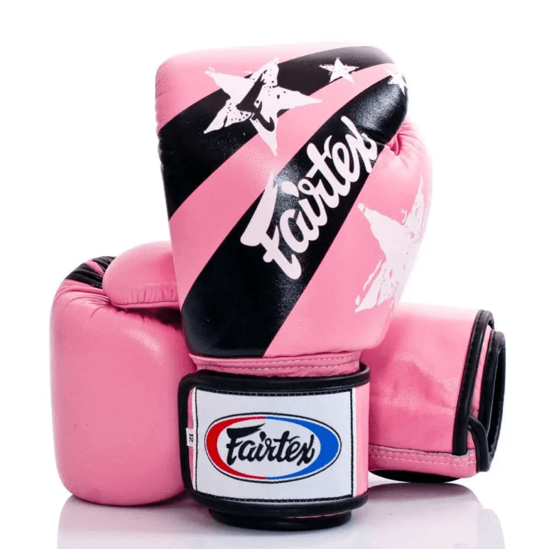 Guantoni Fairtex Nation Print Rosa-Nero per Boxe, Kickboxing e Muay Thai.
