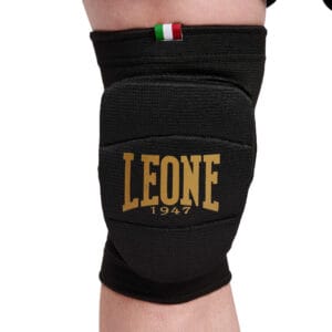 Ginocchiere Leone1947 DNA in Nero con dettagli e logo in Oro, Protezione per Muay Thai, Kickboxing e MMA