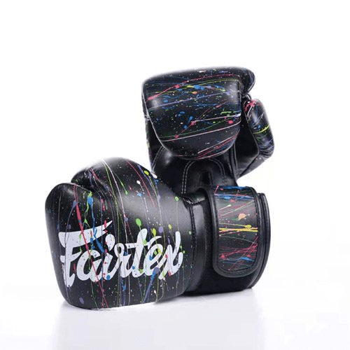 Guantoni Fairtex the Painter Nero in Microfiber nero per Boxe , Muay Thai, Kickboxing
