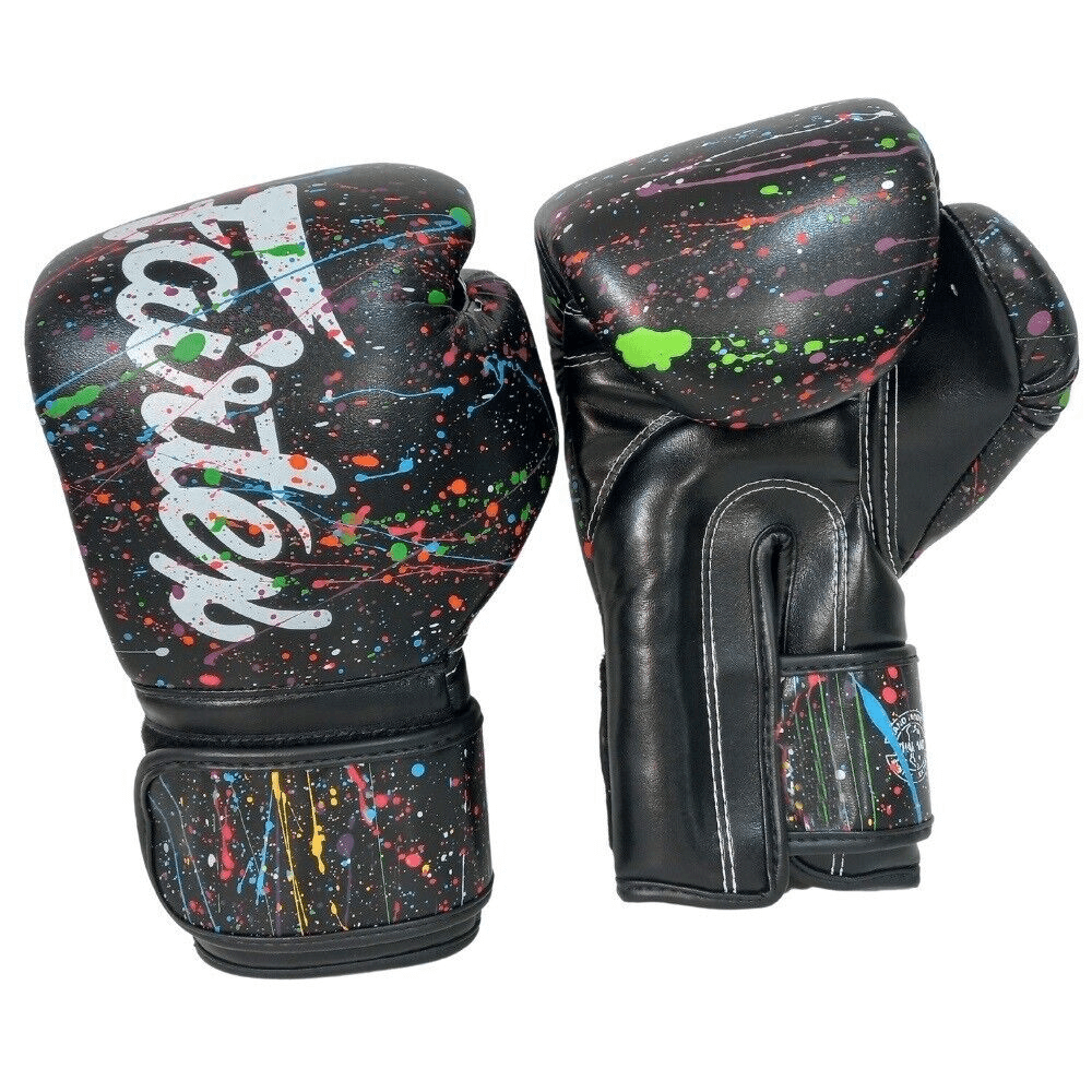 Guantoni Fairtex the Painter Nero in Microfiber nero per Boxe , Muay Thai, Kickboxing