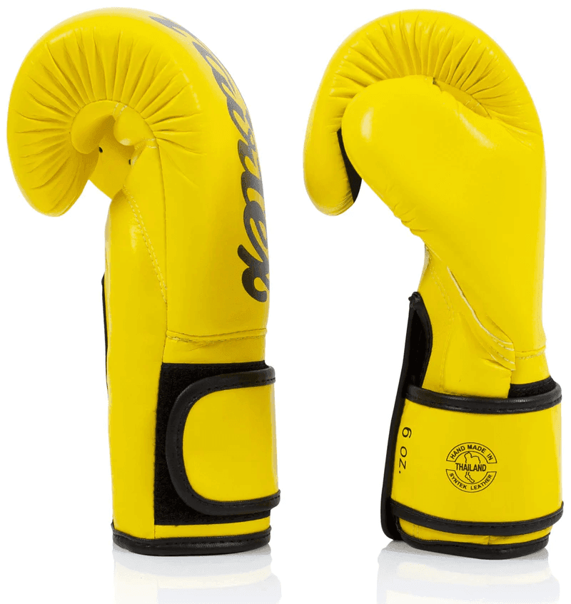 Guantoni Fairtex Microfiber BGV14 giallo-Nero per Boxe, Kickboxing e Muay Thai.