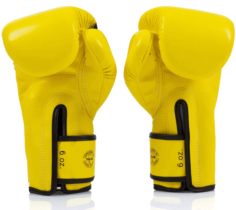 Guantoni Fairtex Microfiber BGV14 giallo-Nero per Boxe, Kickboxing e Muay Thai.