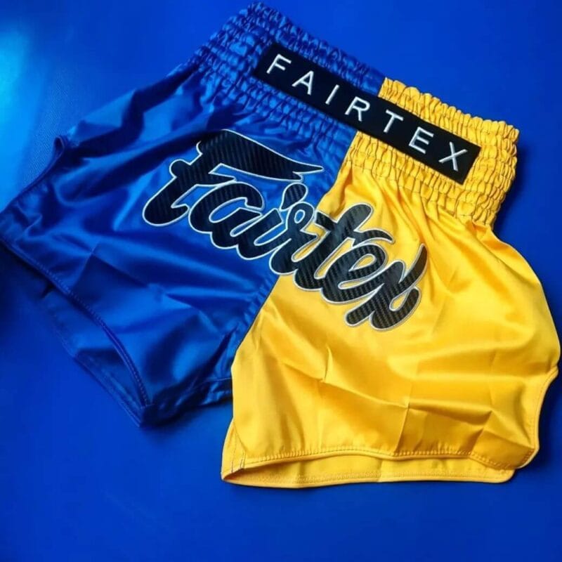 Pantaloncini da Muay Thai e Kickboxing Fairtex Blu/Giallo