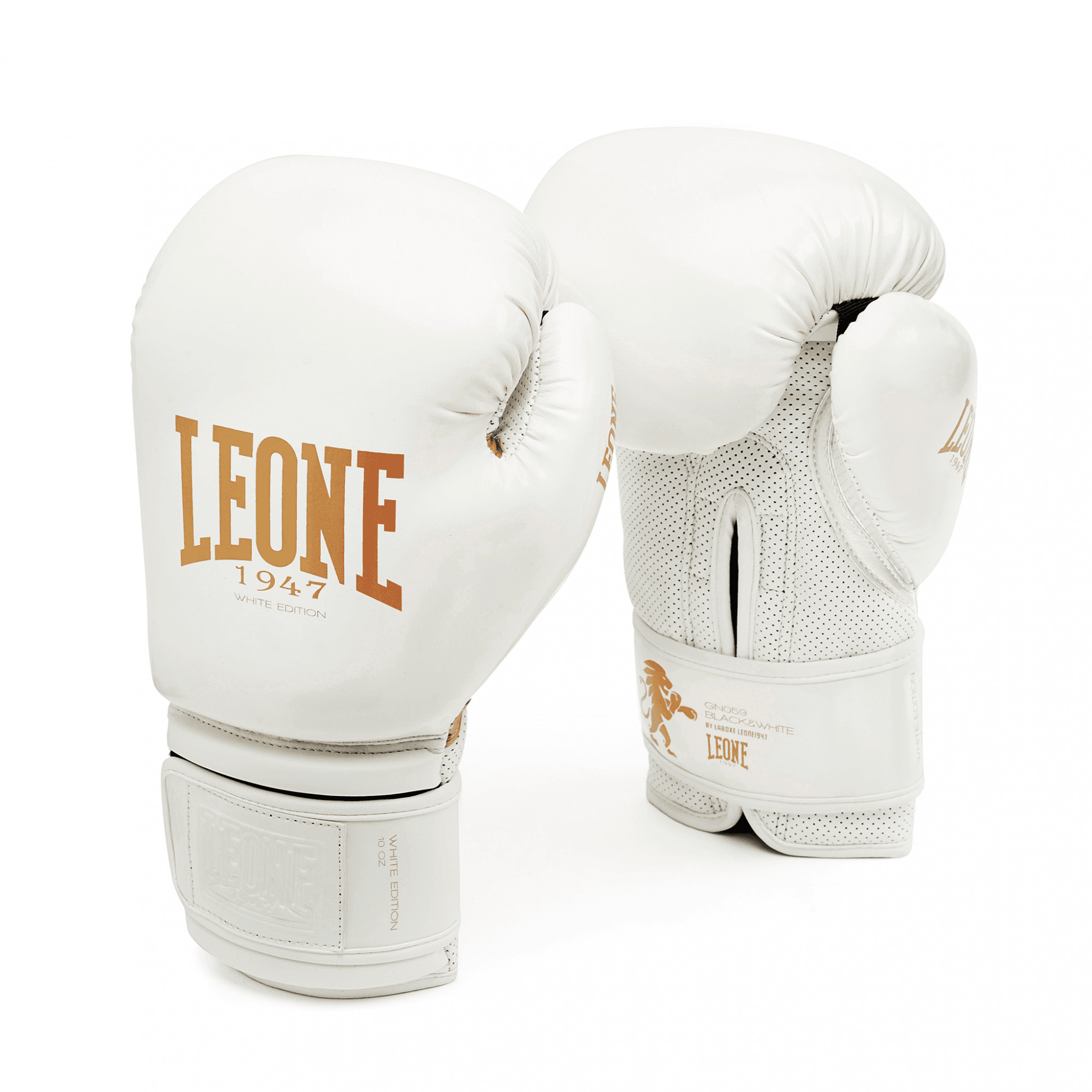 Guantoni Leone 1947 White & Gold per allenamenti e match Boxe, Kickboxing e Muay Thai.
