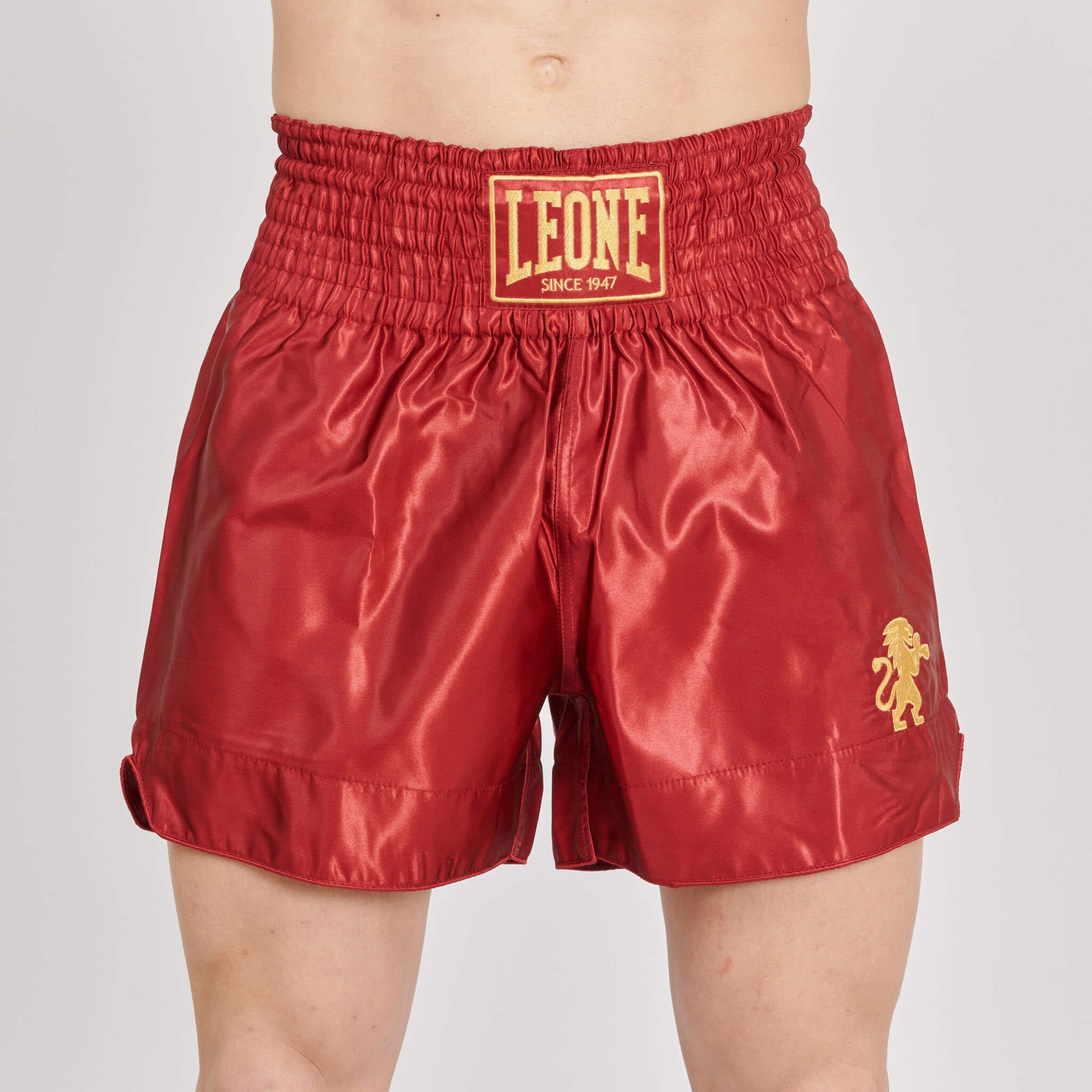 Pantaloncini BASIC 2 Bordeaux Leone1947 per allenamenti e match di Muay Thai e Kickboxing.