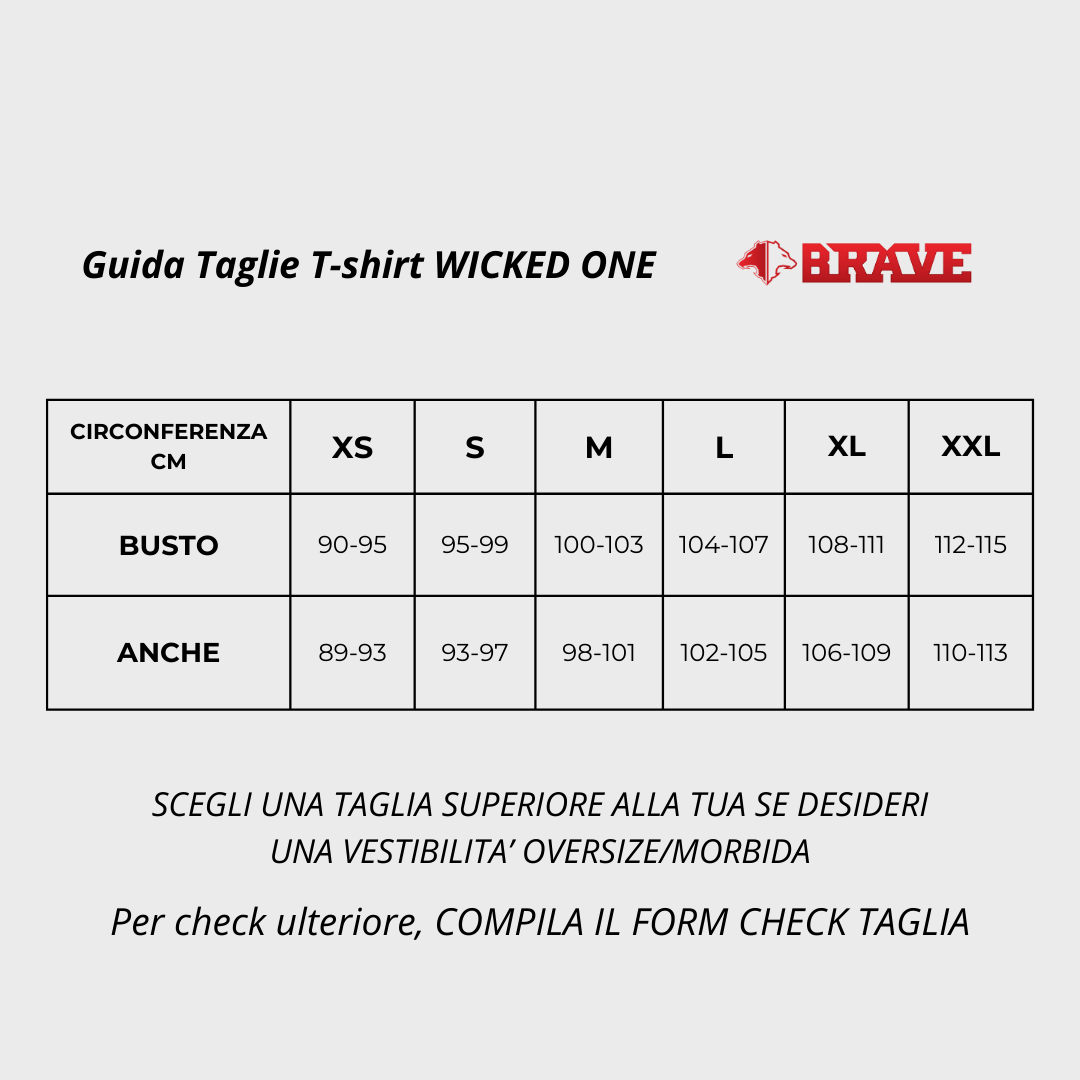 Guida taglie t-shirt dry tech da allenamento Wicked One