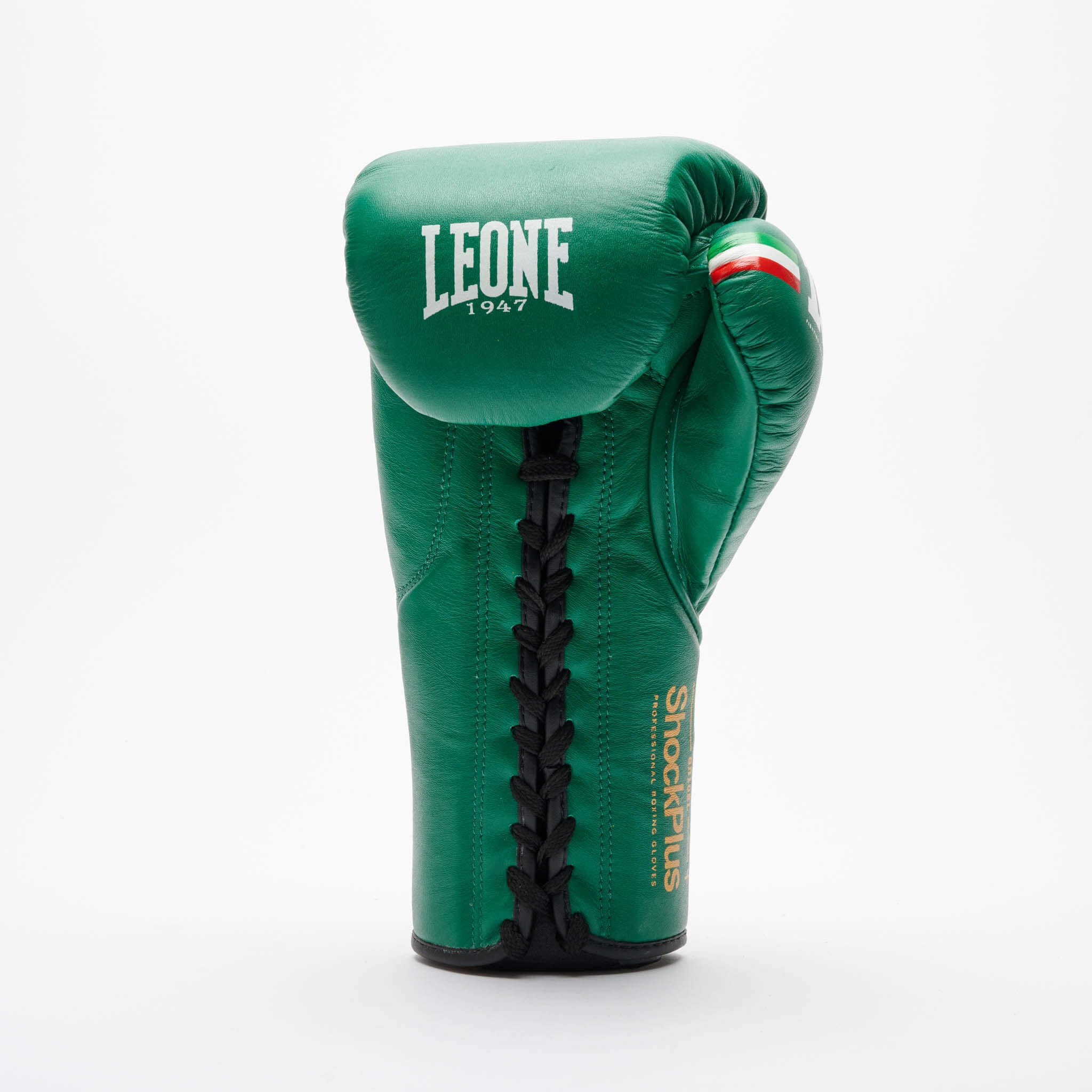 Guantoni da Boxe Leone1947 GN102L Shock Plus verde con lacci in vera pelle