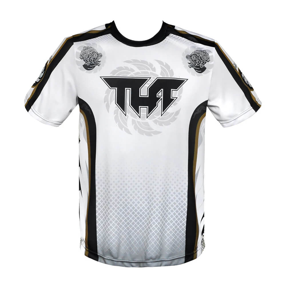 T-shirt Tuff da allenamento Hanuman Head Bianco/Nero Dry Tech per allenamenti di Boxe, Kickboxing e Muay Thai. T-shirt tecnica Muay Thai, Boxe, Kickboxing Hanuman