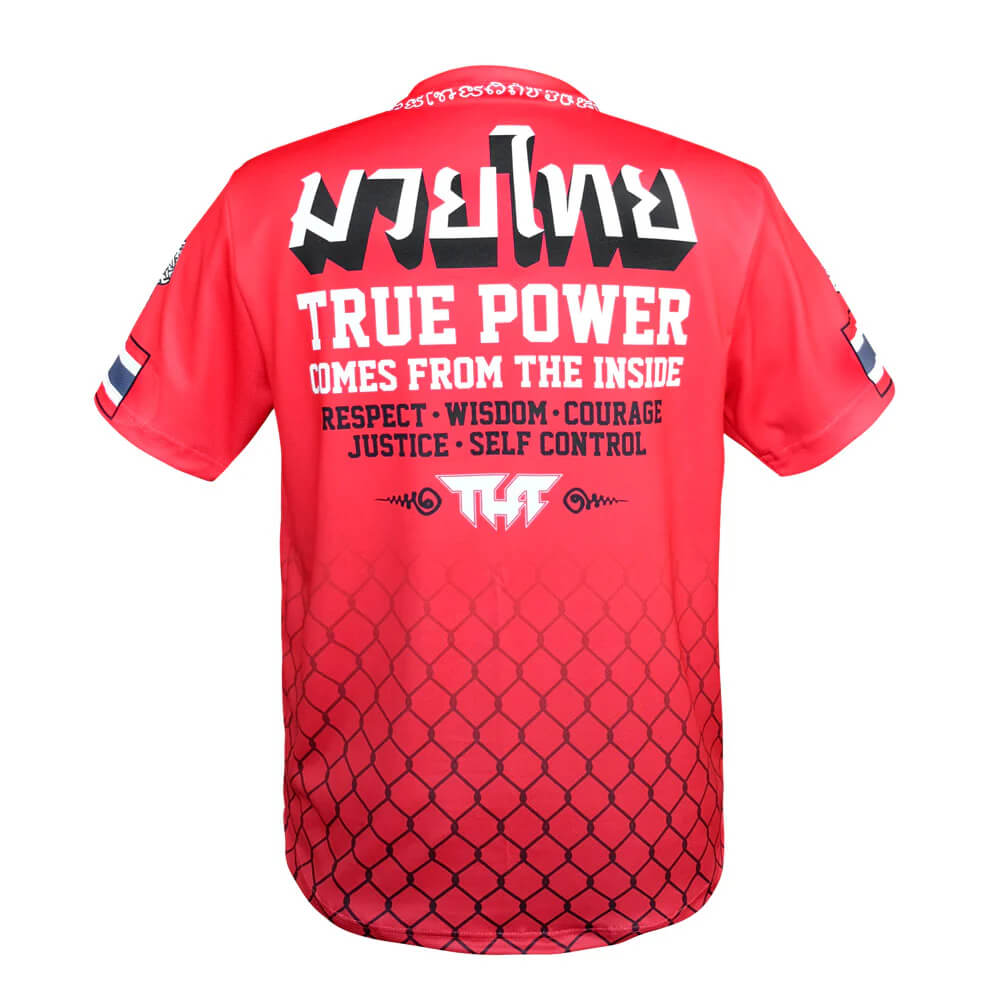 T-shirt Tuff da allenamento Yantra Twin Tigers Rosso Dry Tech per allenamenti di Boxe, Kickboxing e Muay Thai. T-shirt tecnica Muay Thai, Boxe, Kickboxing tigri