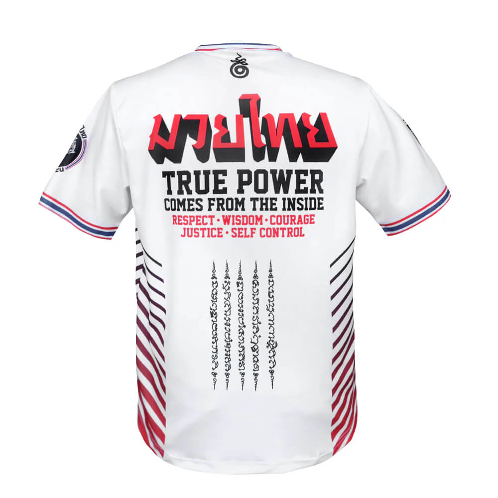 T-shirt Tuff da allenamento Yantra Twin Tigers Bianco Dry Tech per allenamenti di Boxe, Kickboxing e Muay Thai. T-shirt tecnica Muay Thai, Boxe, Kickboxing tigri