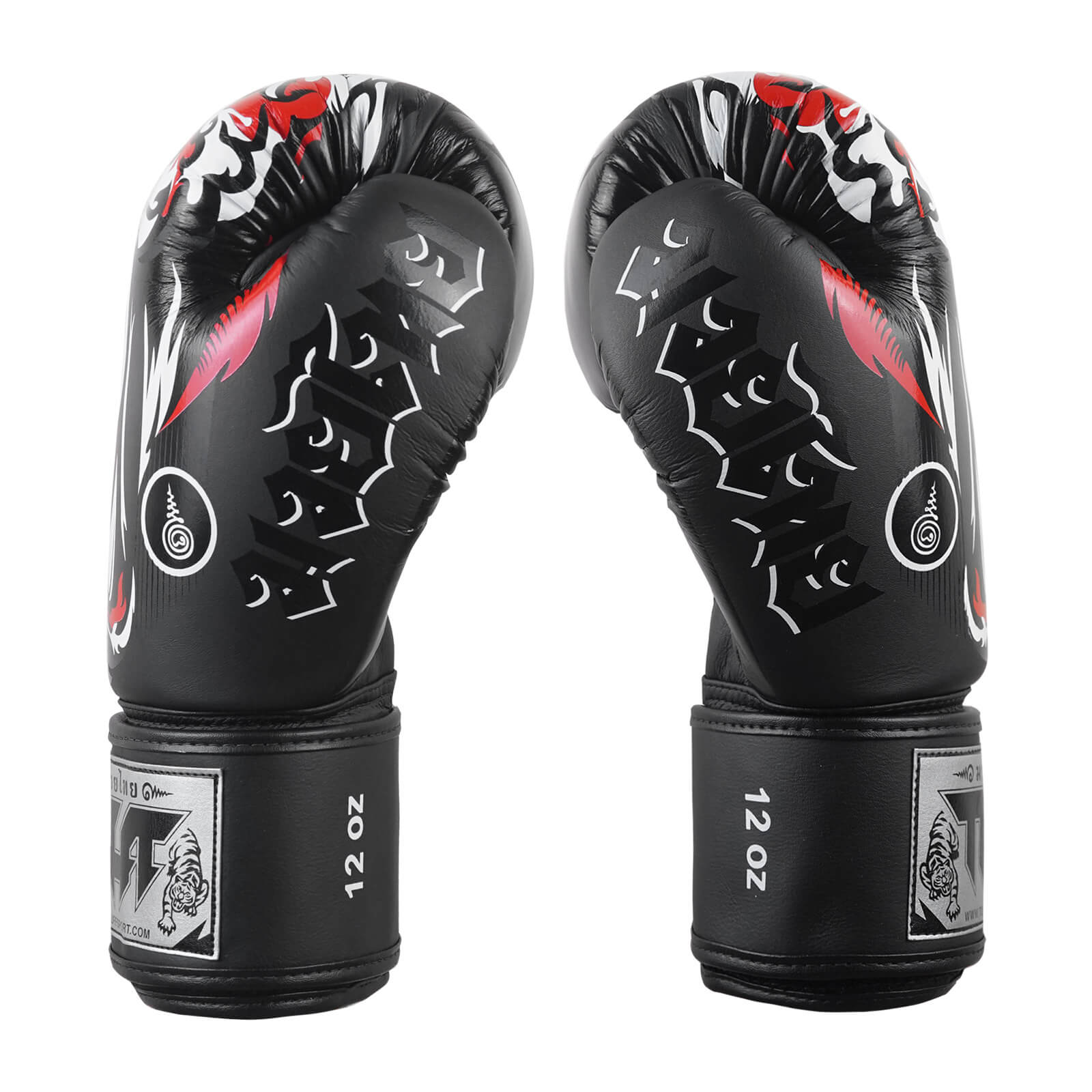 Guantoni Muay Thai Tuff Black Tiger TUF-GVM-TIGER-BLACK per allenamenti e Match di Muay Thai, Kickboxing. Guantoni in vera pelle fatti a mano in Thailandia. Guantoni Thai Tigre.