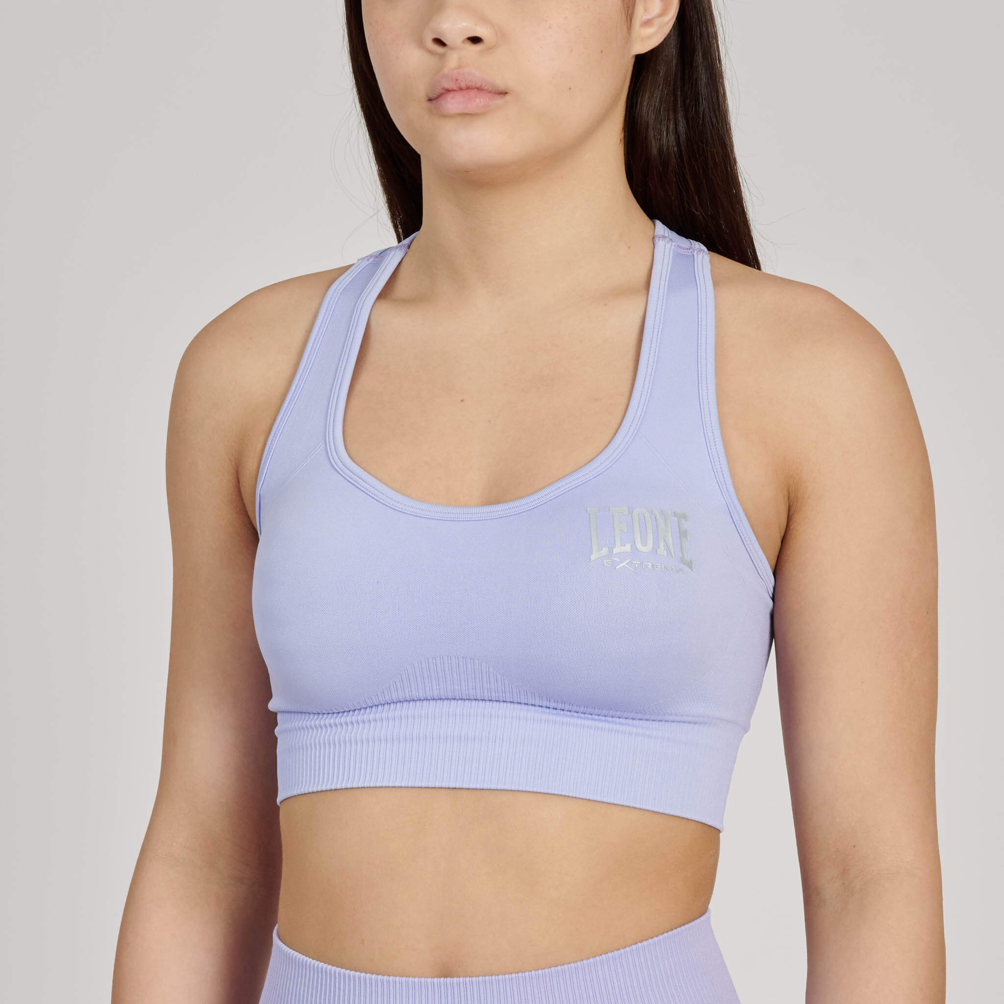 Top donna Leone Logo Lilla ABX116 senza cuciture per tutti gli Sport da Combattimento e fitness