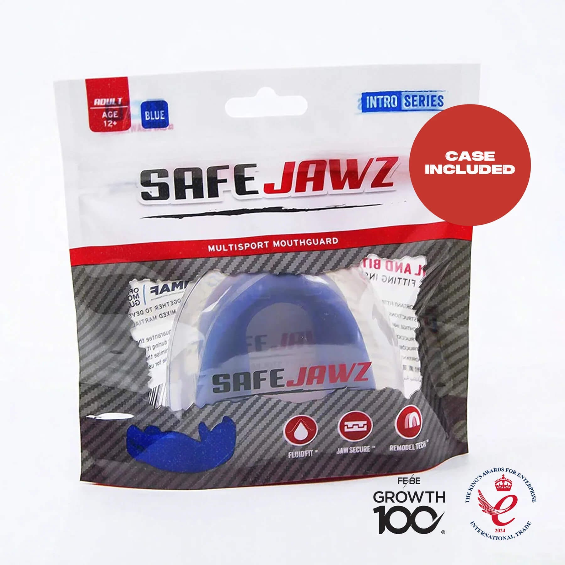 Paradenti Safejawz Intro Series Blu, per allenamenti e Match di Boxe, Muay Thai, MMA e Kickboxing.