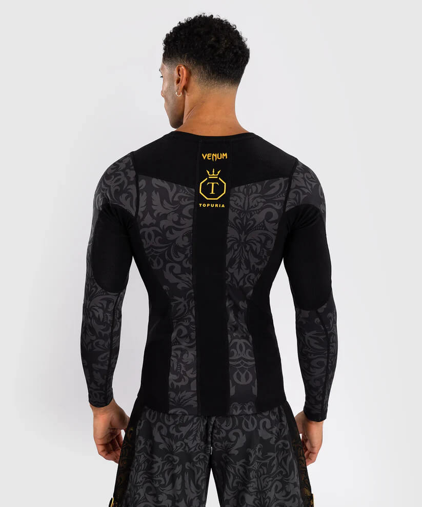 Rashguard a maniche lunghe Venum Ilia Topuria Unmatched Nero-Oro per MMA, Grappling, BJJ e Sport da Combattimento
