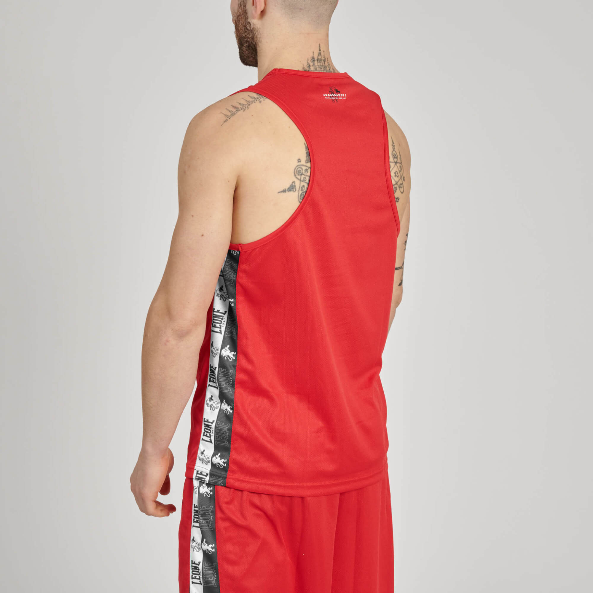 Canotta Boxe Leone 1947 Iconic AB231 Rosso per allenamenti e match di Pugilato. Canotta in tessuto tecnico Rosso per angolo Rosso.
