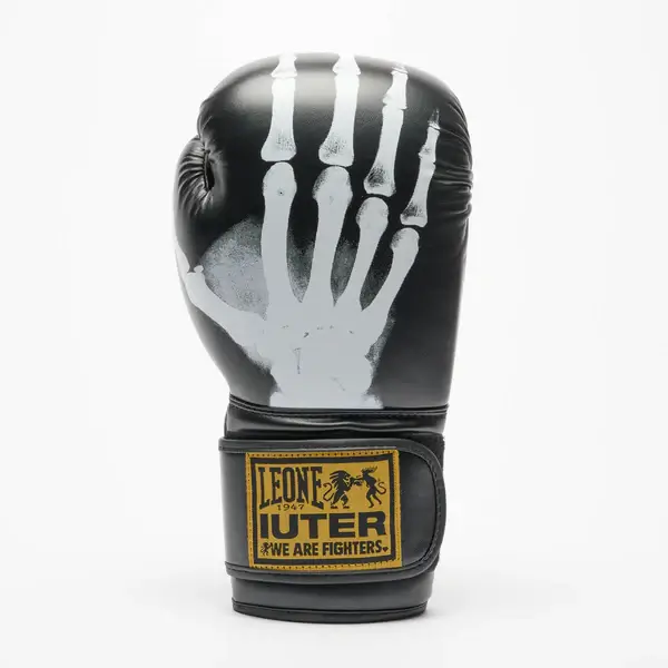 Guantoni Leone x IUTER Nero GN01IU per Boxe, Kickboxing e Muay Thai con velcro