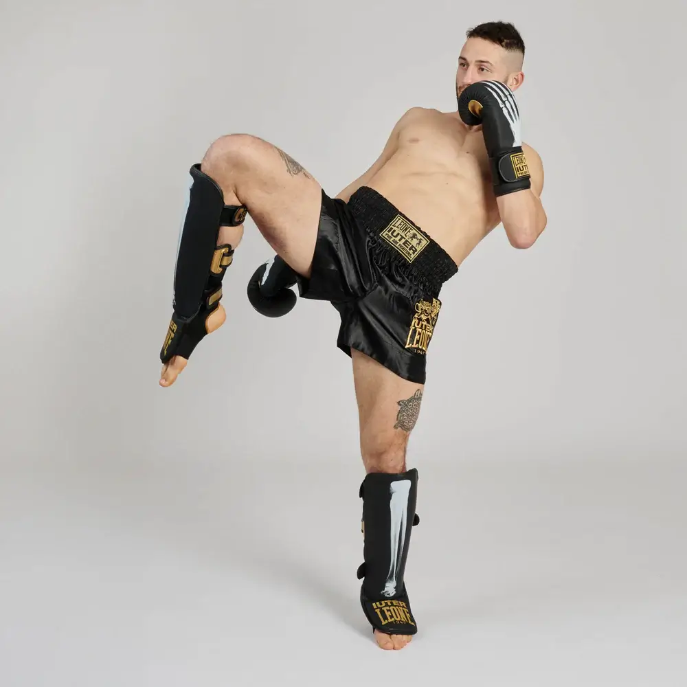 Pantaloncini Leone x IUTER Nero per Muay Thai, Kickboxing, Boxe