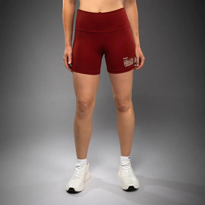 Pantaloncini Donna a compressione Venum Serpenti Borgogna-Avorio a vita alta per Sport da Combattimento e palestra