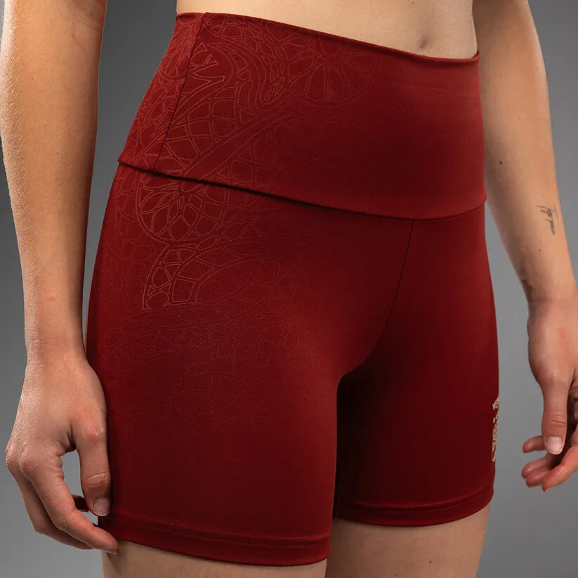 Pantaloncini Donna a compressione Venum Serpenti Borgogna-Avorio a vita alta per Sport da Combattimento e palestra